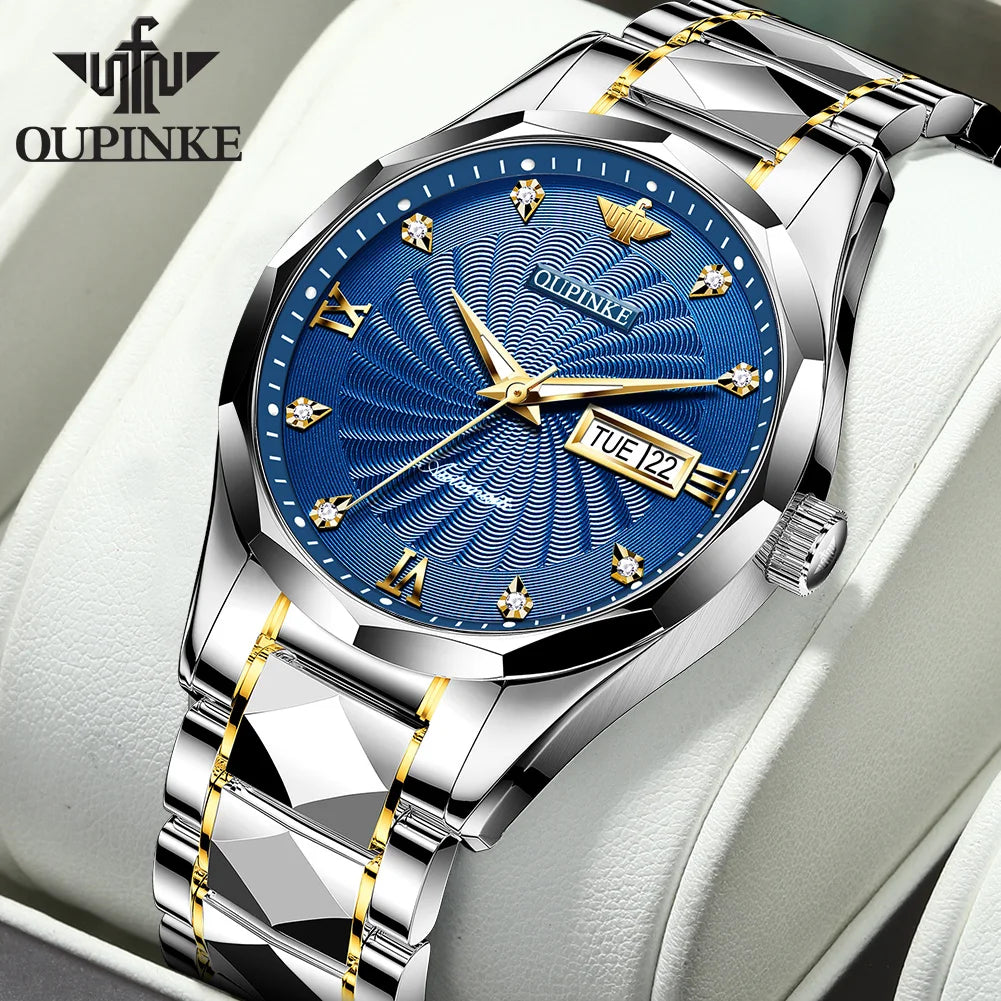 OUPINKE 3169 Men's Watch Top Swiss Certified Luxury Brand Men's Automatic Mechanical Watch Fashion Business Calendar Men's Watch