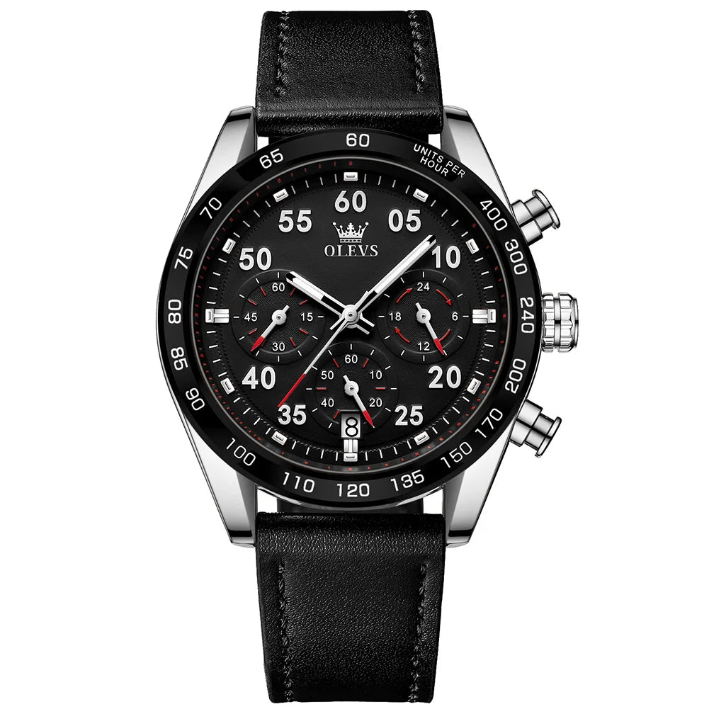 Olevs Herren uhren Mode lässig Original Quarzuhr für Mann Chronograph wasserdicht leuchtendes Datum 24 Stunden Anzeige neu