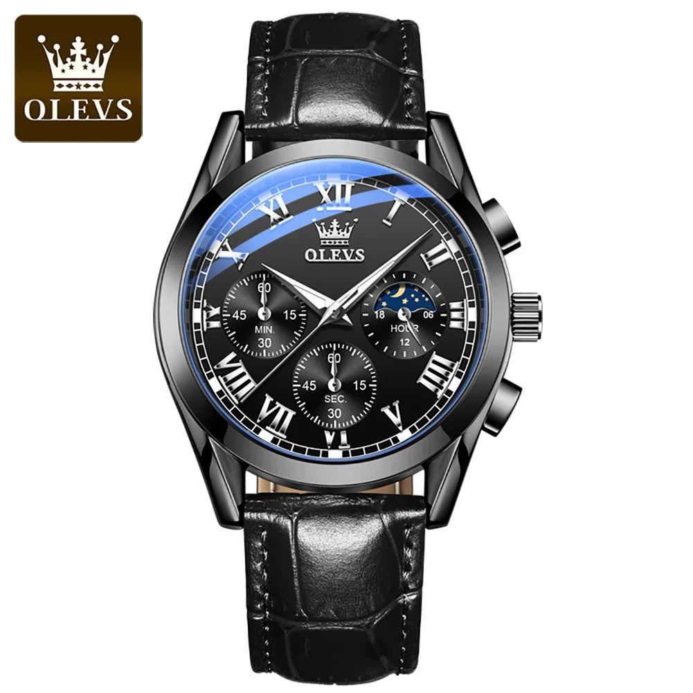 Olevs 2871 Mann Uhr Chronograph wasserdichte Mondphase Multifunktions Herren Armbanduhr Luxusmarke Original Quarzuhr für Herren