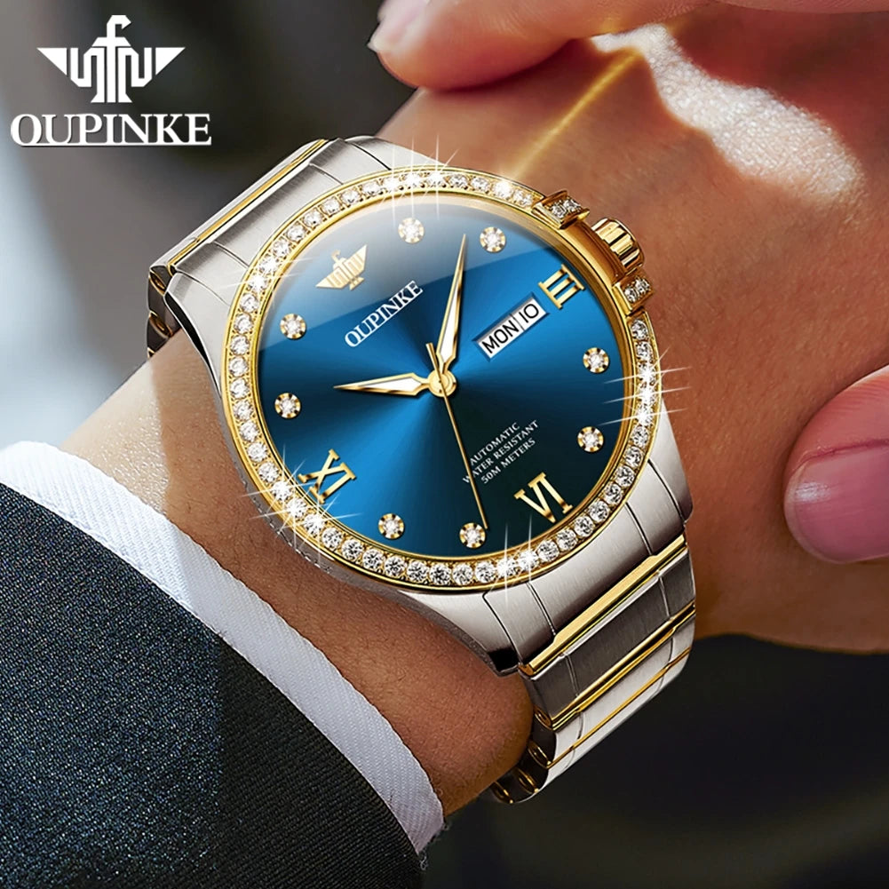 OUPINKE 3195 Männer Uhr Luxus Marke Importierte Bewegung Automatische Mechanische Uhr Mode Wasserdicht Business Diamant herren Uhr