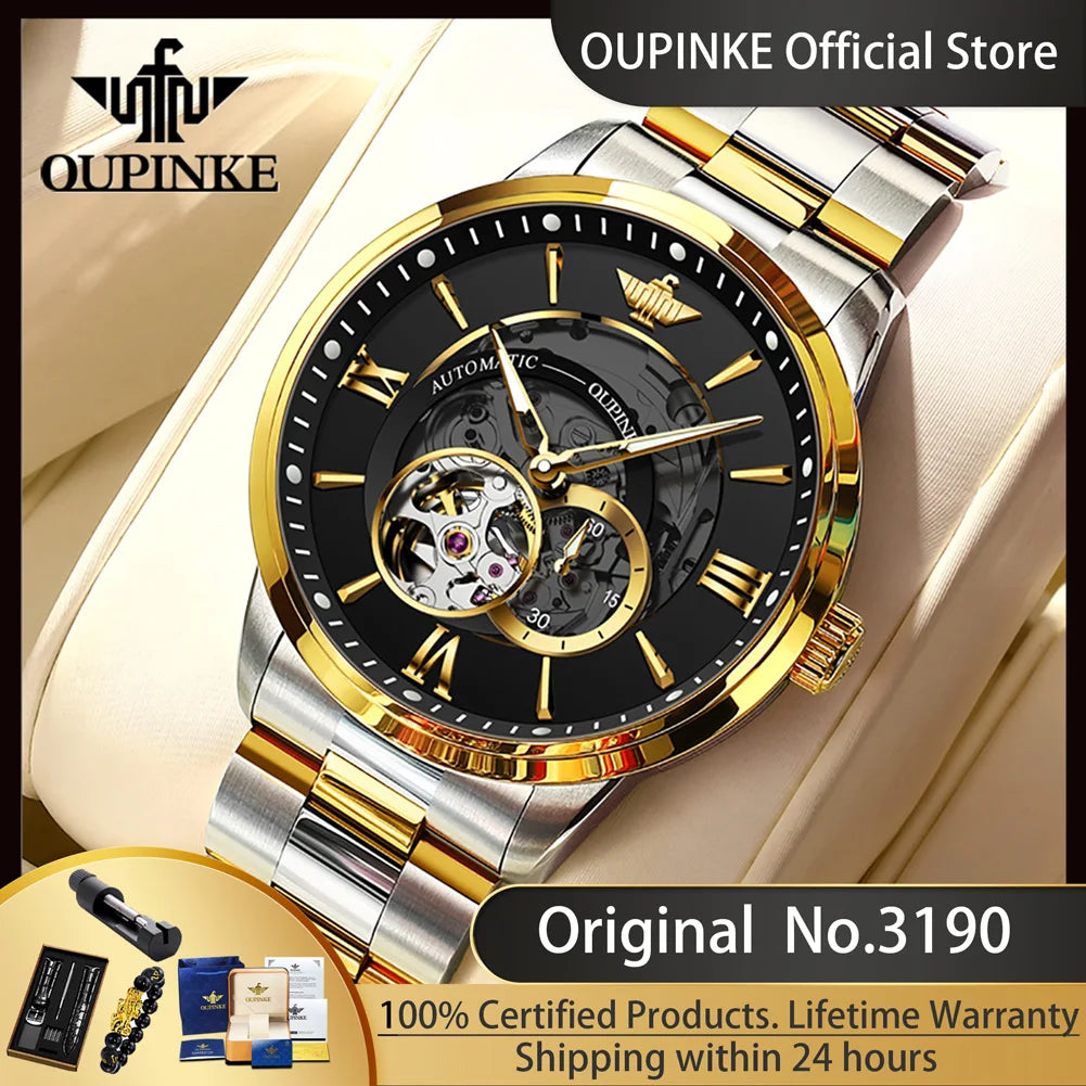 Oupinke 3190 hohle automatische mechanische Uhr für Männer Schweizer Cerfiticate Marke Herren uhren Luxus wasserdichte Mann Handuhr