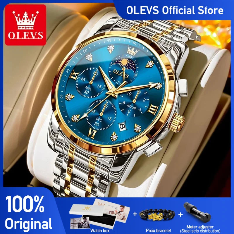 OLEVS 3655 Herrenuhr Original Markenuhr Für Männer Quarzuhr Multifunktionale Chronograph 30 Mt Wasserdicht Automatische Datum Geschenke