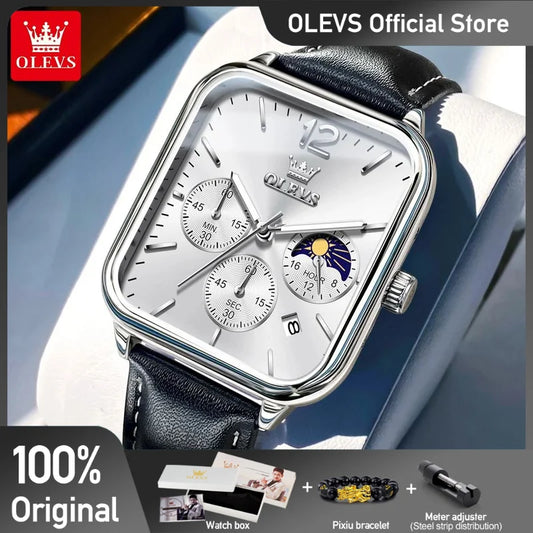 Olevs 9914 Herren uhren klassische Original Quarzuhr für Herren Leder wasserdichte Armbanduhr Chronograph Datum reloj hombre