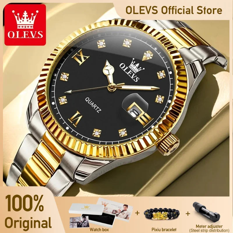 Olevs uhren für männer top marke klassiker mode quarz armbanduhr original für männliche wasserdichte leuchtende reloj hombre