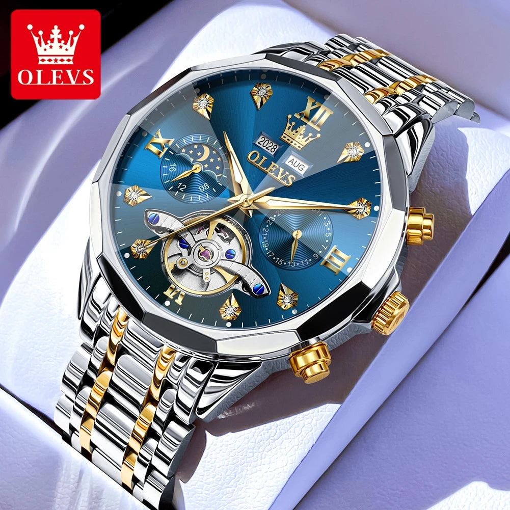 OLEVS 6621 Herrenuhr Business Marke Automatische Mechanische Uhr Wasserdichte Uhr Für Mann Mondphase Original Uhren Luxus Männer