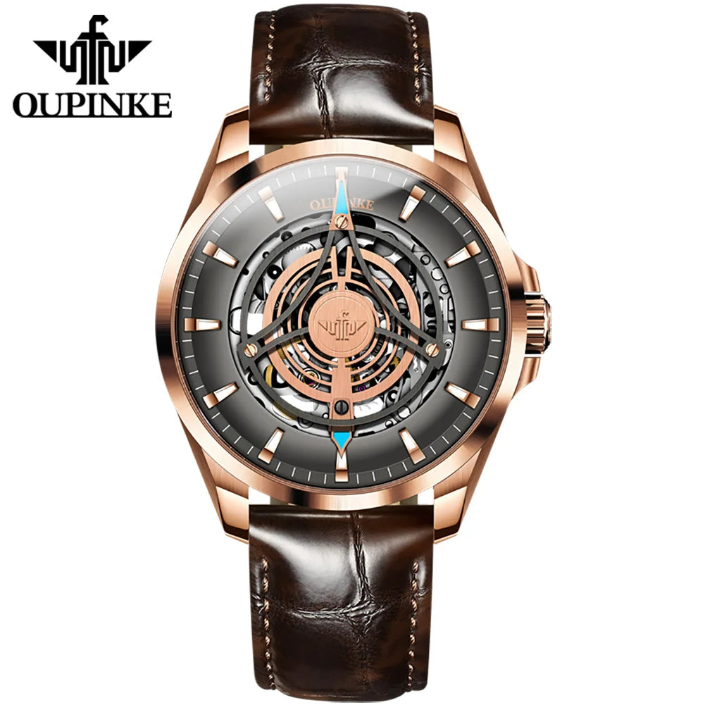 Oupinke 3206 automatische mechanische Uhr für Männer hohl 40mm Zifferblatt Original Handuhr synthetischen Saphir Spiegel Mann Uhren