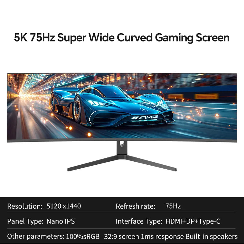 Anmite 49 Zoll 5K Nano-IPS Curved Gaming Monitor