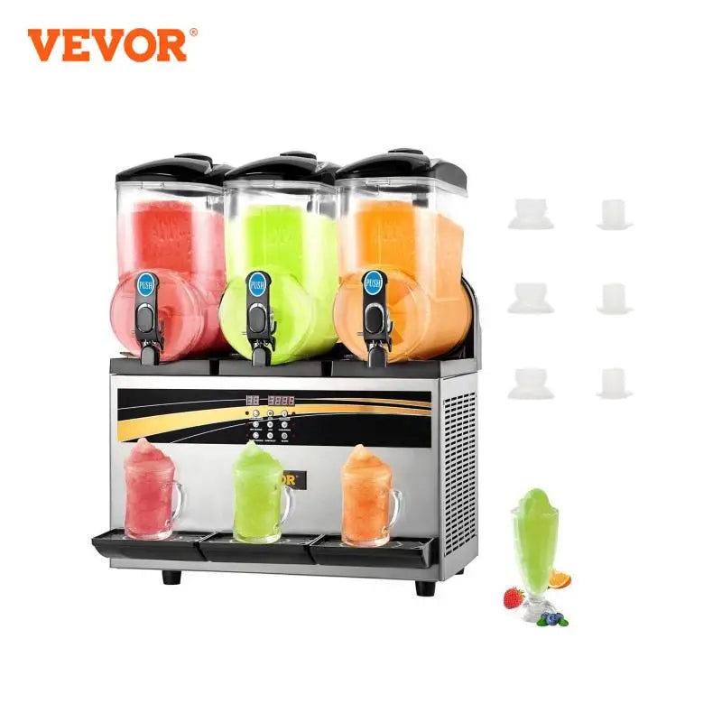 VEVOR Kommerzielle Slusheis Maschine, 3 x 15 L Slusheis Maschine 800 W 220 V Slusheis Eismaschine, Slushgerät 63 x 45 x 80 cm Slushy Maker Maschine, 2 Modi Intelligentes LED-Bedienfeld Slushy Maker