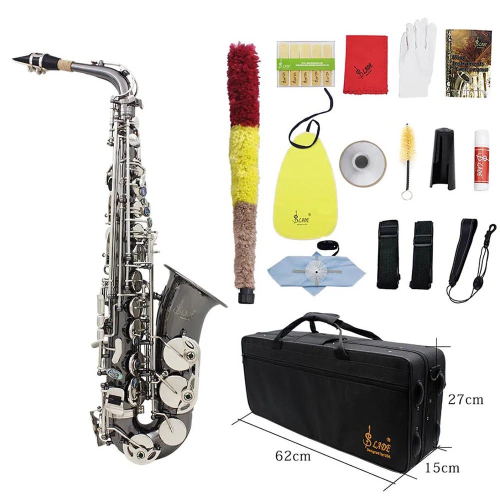 Slade Eb E-Flat Altsaxophon Sax Shell Key Carve Muster Holz blasinstrument mit Rücken gurten Fall andere Schilf Aecessaries