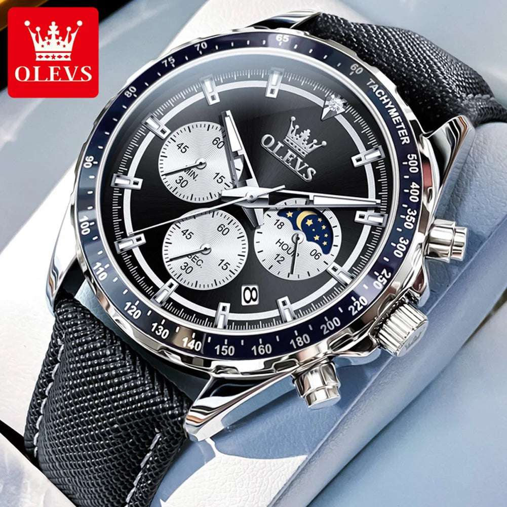 OLEVS 2945 Uhren Für Mann Top Marke Junge Mode Original Quarz Armbanduhr Wasserdichte Leder Starp Leucht Reloj Hombre ﻿