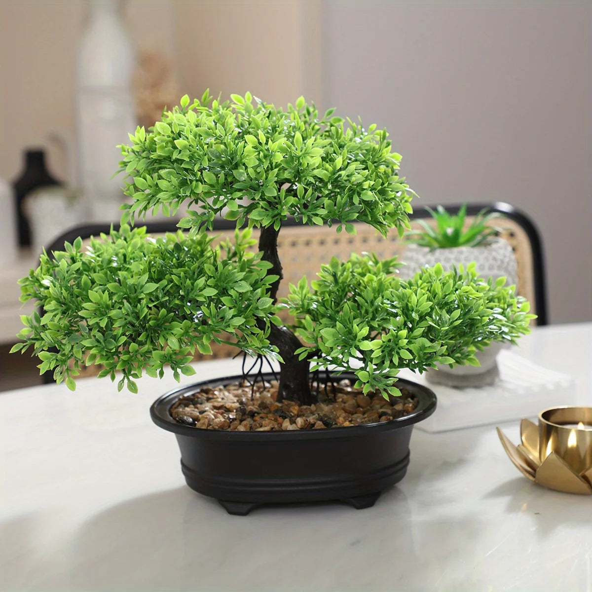 1pc künstlicher Bonsai-Baum: ein Zen-Garten-Akzent künstliche Pflanze pp Material schwarzer Pflanzer Home Office Party Dekoration