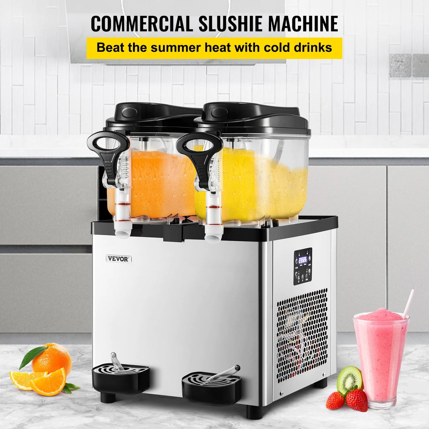 Vevor kommerzielle Slushy Maschine 6l x 2 Tanks 50 Tassen Edelstahl Margarita Smoothie Tiefkühl getränke hersteller für Bars und den Heimgebrauch