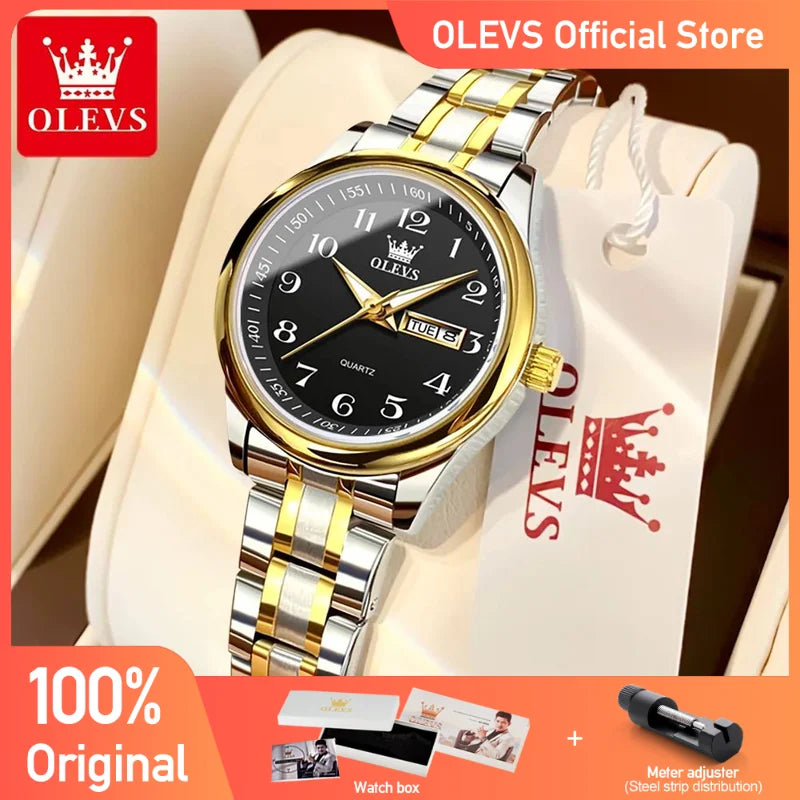 OLEVS Damenuhren, schlicht, modisch, Original-Quarz-Armbanduhr, wasserdicht, leuchtende Uhr für Damen, arabische Ziffern, Zifferblatt, Datum