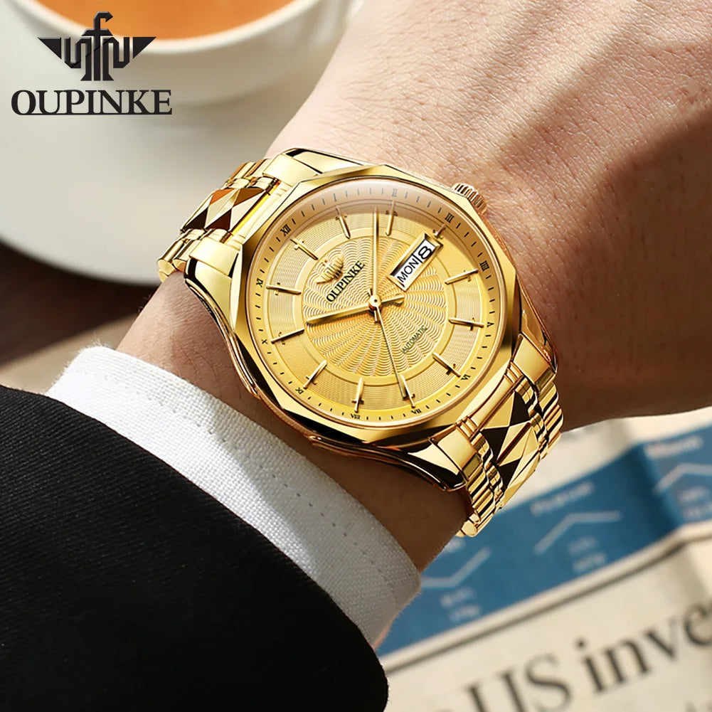 OUPINKE 3172 Luxury Fully Automatic Mechanical Men Watch Classic Business Dual Calendar Brand Waterproof Men Watch Reloj Hombre