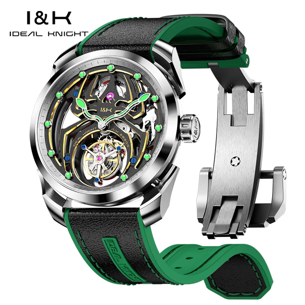 Ideale Ritter hochwertige Tourbillon Uhren für Männer Top-Marke Luxus Original Skelett Schwungrad automatische mechanische Herren uhr