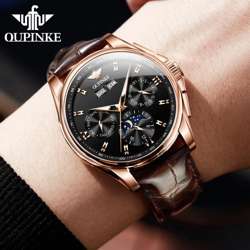 OUPINKE herren Uhren Top Marke Automatische Mechanische Uhren Mann Wasserdicht Saphir Spiegel Luxus Uhr für Männer Täglichen Kleid