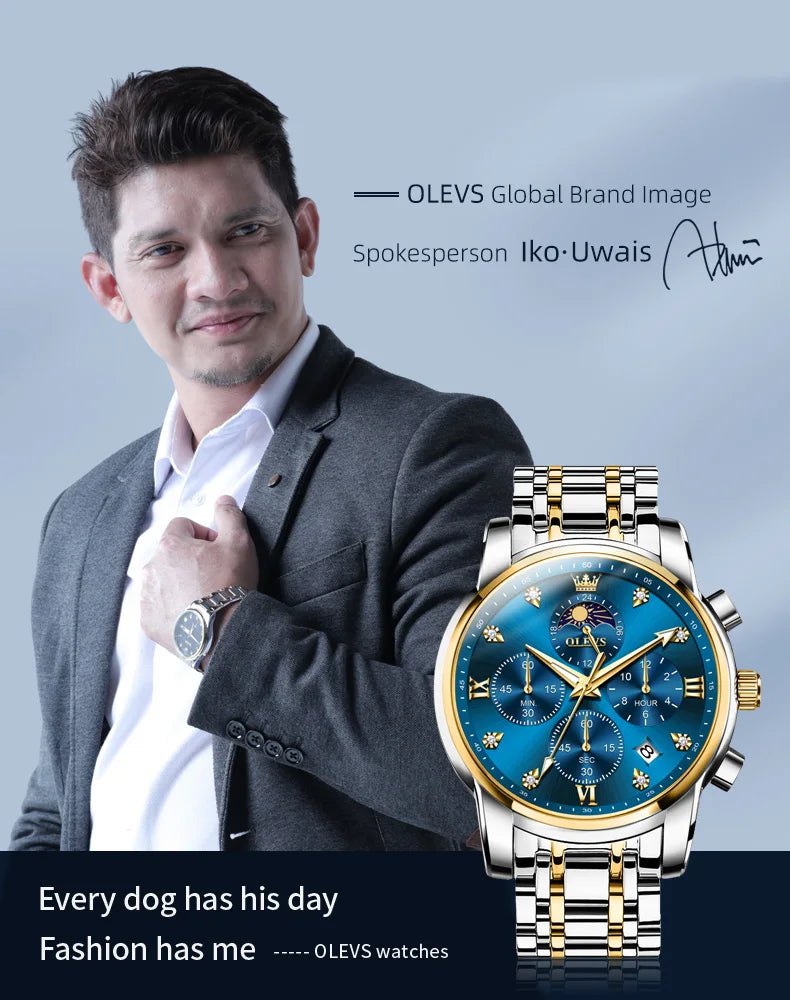 OLEVS 3655 Herrenuhr Original Markenuhr Für Männer Quarzuhr Multifunktionale Chronograph 30 Mt Wasserdicht Automatische Datum Geschenke