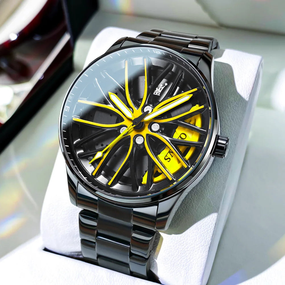 Olevs Rad Herren Luxus uhr wasserdichte rotierende Sportwagen Felge Mann Uhr hochwertige Mode Bestseller Quarz Herren uhren