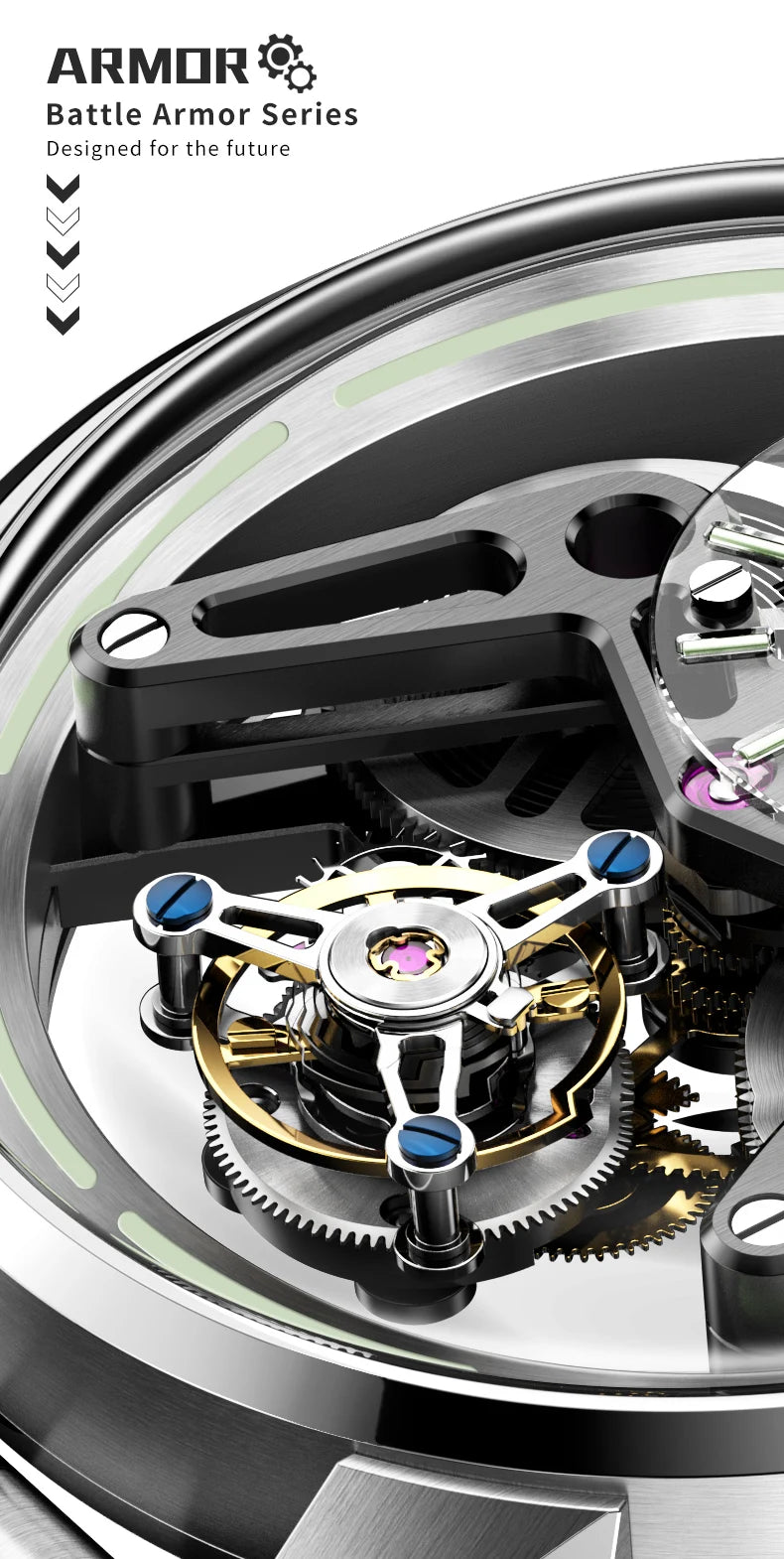 IDEAL KNIGHT 6806 Herrenuhr, luxuriöse, fortschrittliche Tourbillon-Automatik-Mechanische Armbanduhr, 50 m wasserdicht, leuchtende Uhr für reife Männer