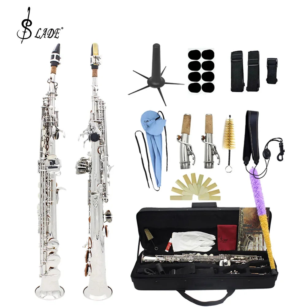 Slade Professional Straight Soprans axophon B Flat Brass Saxophon Hochwertiges Holz blasinstrumenten sax mit Gehäuse Schilf Teile