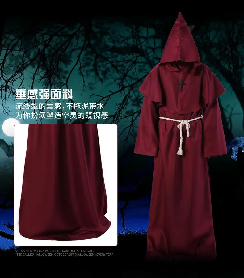 Neue Halloween Männer mittelalter liche Mönch Roben Mönch Kostüme Zauberer Kostüme Priester Kostüme Cosplay Kostüme