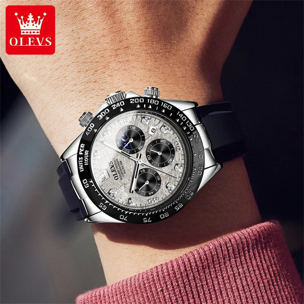 OLEVS 2875 Herrenuhr Quarz Top Marke Wasserdicht Leuchtende Uhr für Männer Drei Kleine Zifferblatt Sport Armbanduhr Chronograph Datum Reloj