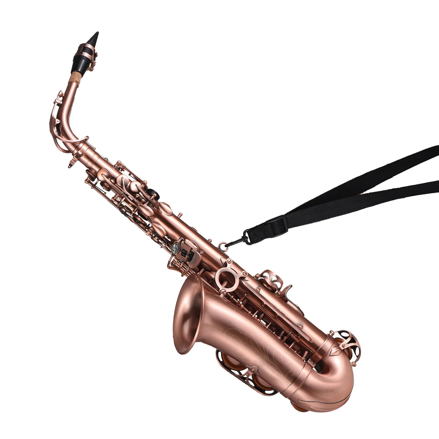 Btuty Professional Red Bronze Bend Eb E-flat Alto Saxophone Sax Abalone Shell Key Carve Pattern with Case Handschuhe Reinigungstuch