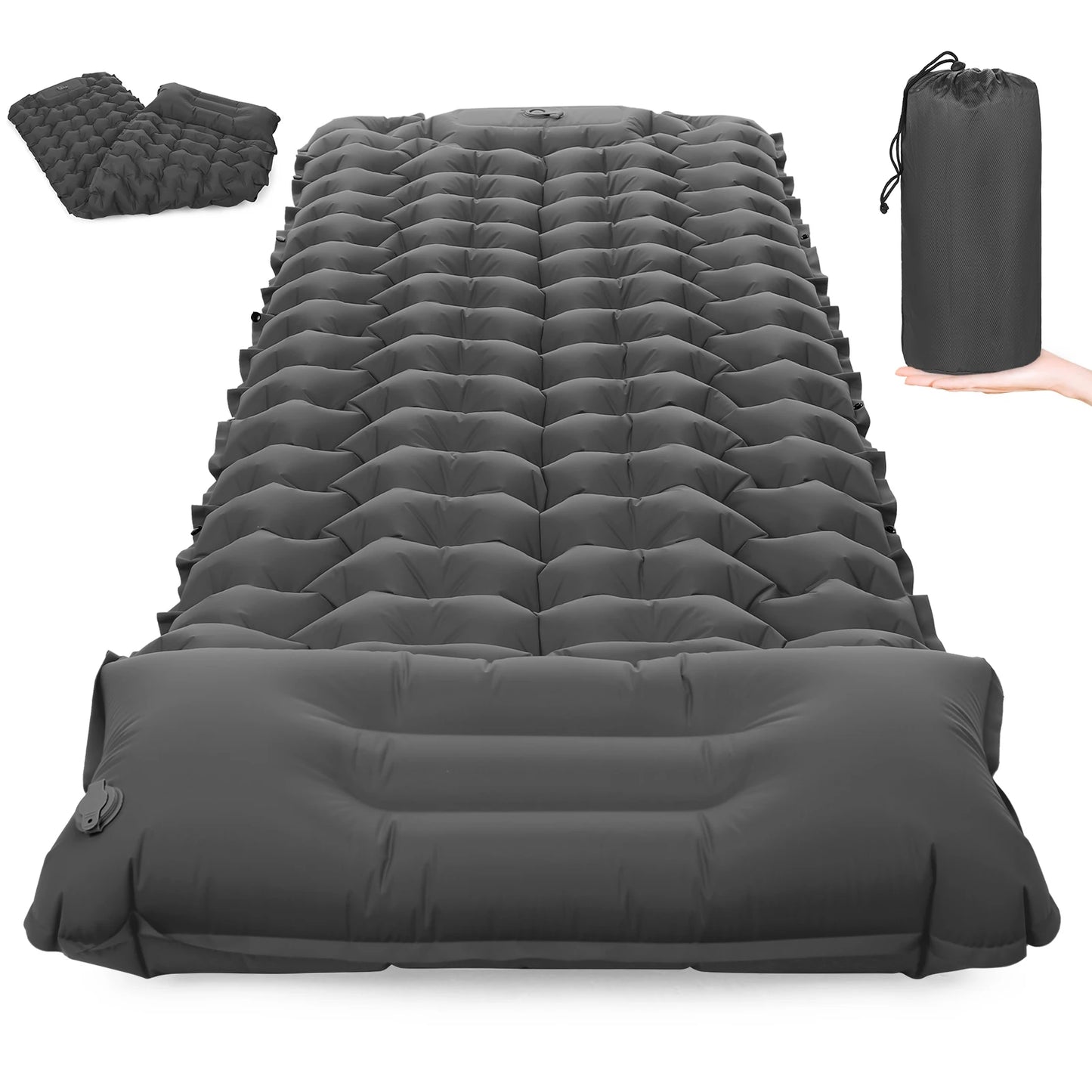 Camping Sleeping Pad with Pillow Built-in Pump Ultralight Inflatable Sleeping Mat Waterproof Backpacking Camping Air Mattress