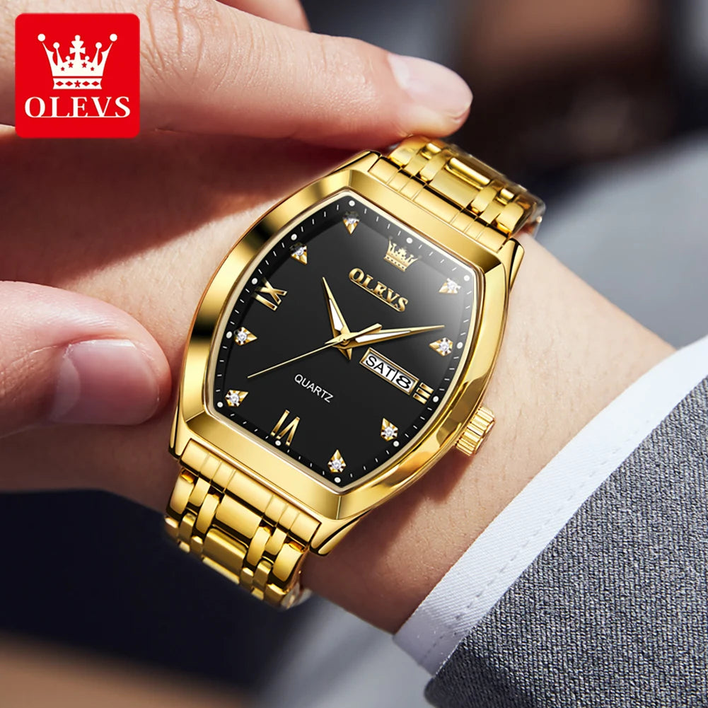 Olevs Herren uhren Luxus Persenning Original Top Marke Quarzuhr für Herren wasserdichte leuchtende Woche Datum männliche Armbanduhr