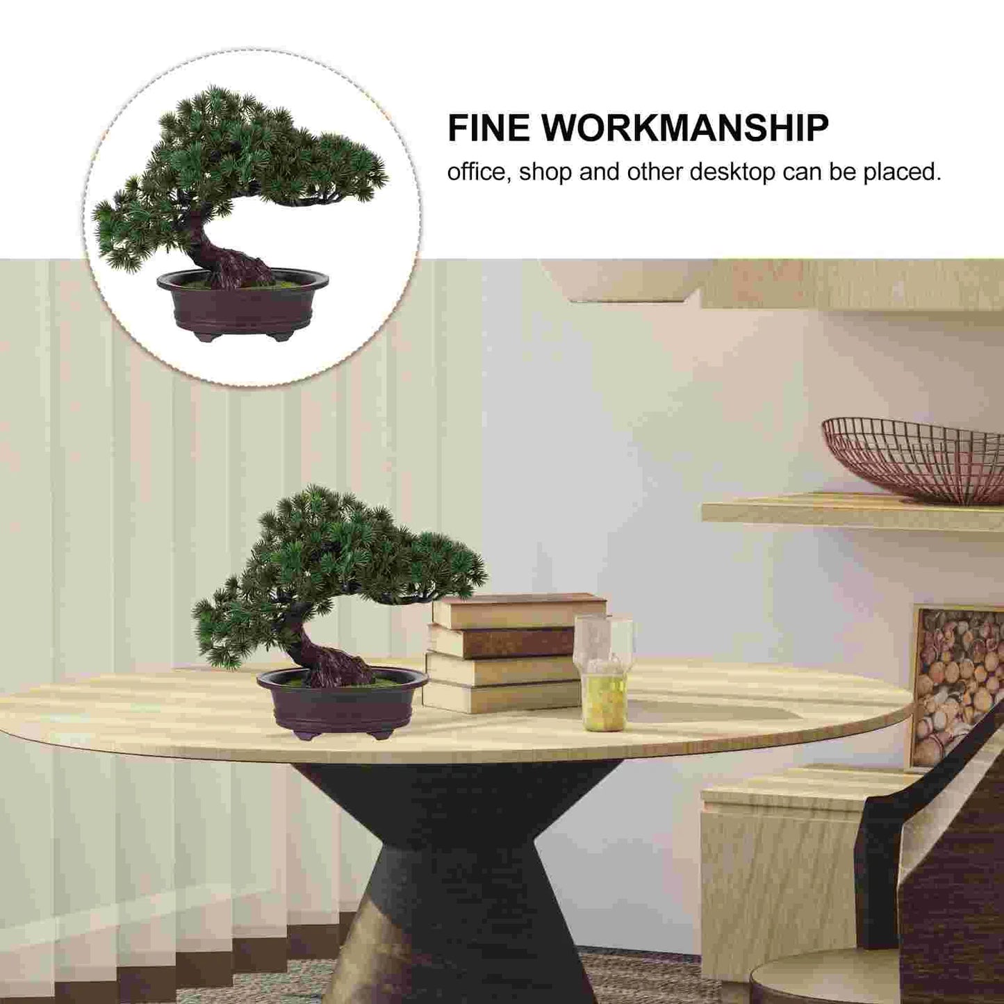 Künstliche Topfpflanzen, Simulation von Bonsai, künstlicher Baum, realistisch mit Kiefernornament