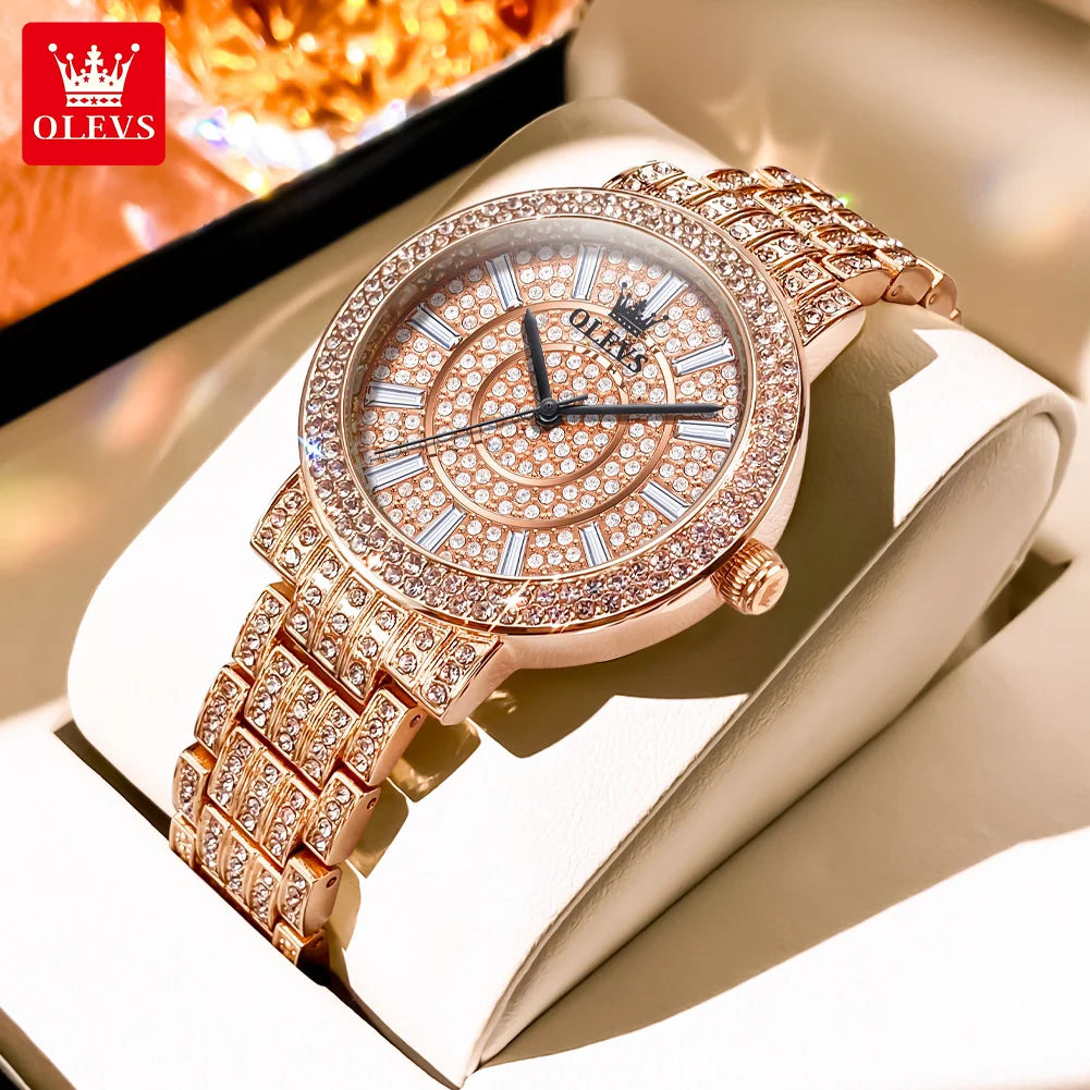 Olevs Damen uhren Diamant uhr für Damen wasserdichte Edelstahl Original Quarz Armbanduhr neu