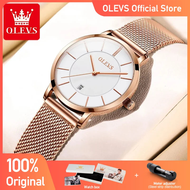 OLEVS Neue Rose Gold Weiß Frauen Uhr Casual Quarz Uhren Damen Top Marke Weibliche Armbanduhr Mädchen Uhr