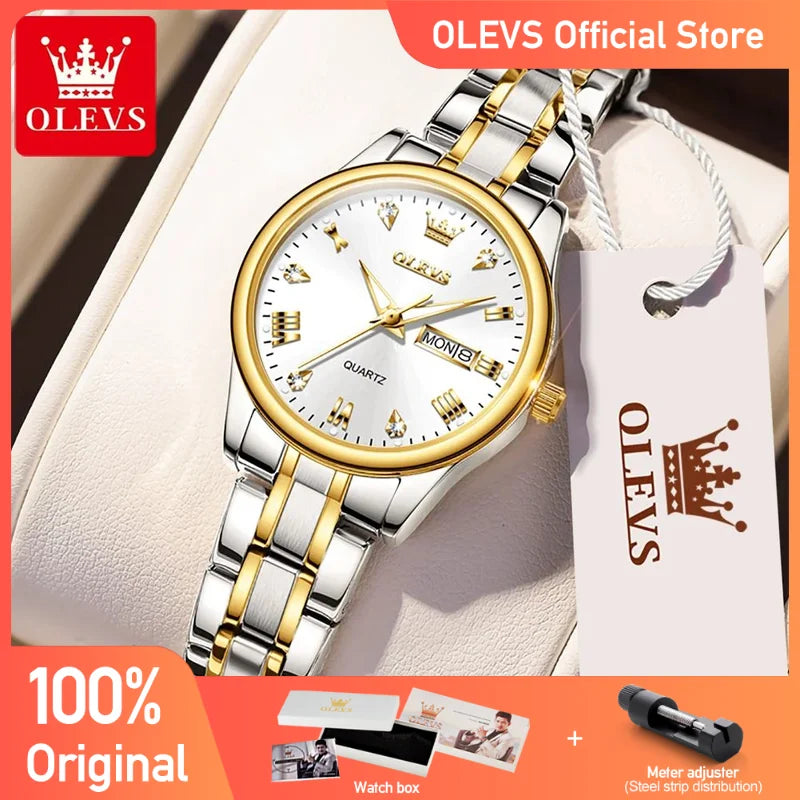 OLEVS Neue Mode Frauen Quarzuhr Wasserdicht Klassische Luxus Marke Dame Uhr Edelstahl Armband Uhren