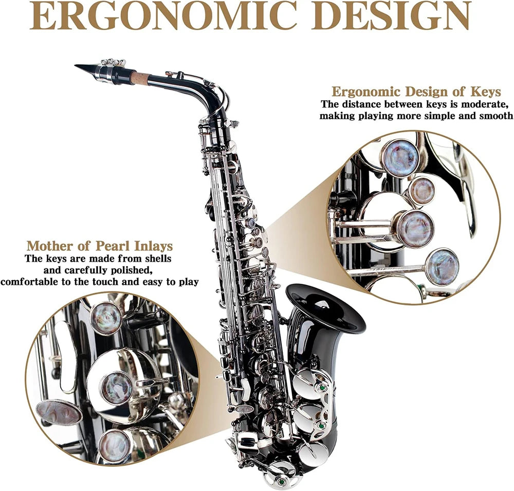 Slade alto saxophon eb profession elles holz blasinstrument hochwertiges messing premium schwarz vernickelt eb e flaches alto sax