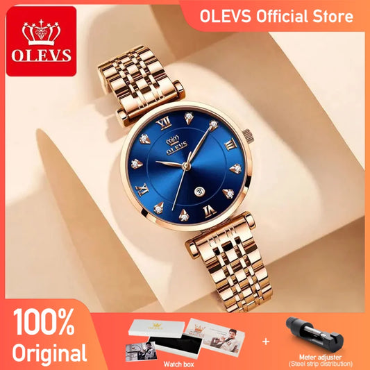 OLEVS Top Marke Neue Frauen Mode Quarzuhr Wasserdicht Luxus Frauen Uhren Edelstahl Strap Date Uhr Dame