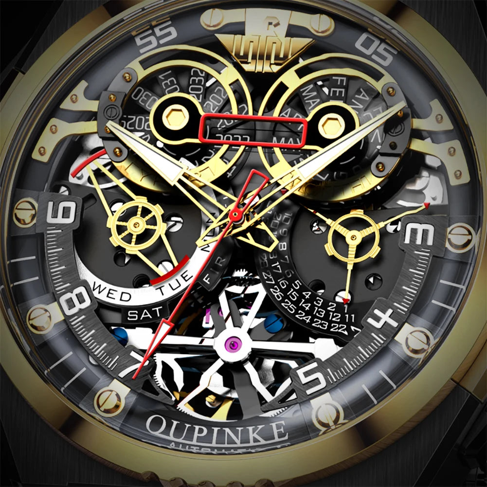 Oupinke Top Marke Automatik uhr für Männer hochwertige Wolfram Stahl Mode Mann Uhr 45mm großes Zifferblatt hohle männliche Armbanduhr