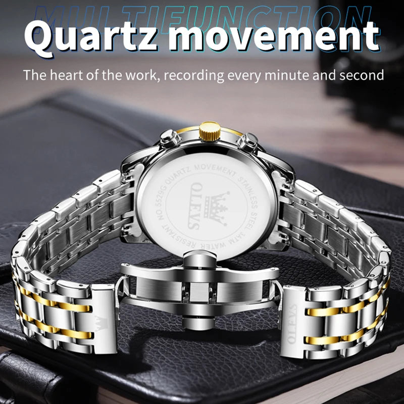 OLEVS 5529 Herrenuhr Original Wasserdicht Leuchtende Quarzuhr Automatische Datum Uhr Für Männer Mondphase Mit Box Reloj Hombre