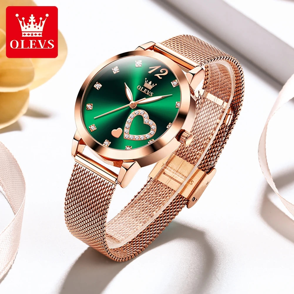 OLEVS5 5189 Damenuhr Original Marke Quarz Armbanduhr Wasserdicht Leucht Mesh Gürtelband Reloj Diamond ScaleLadies Uhr