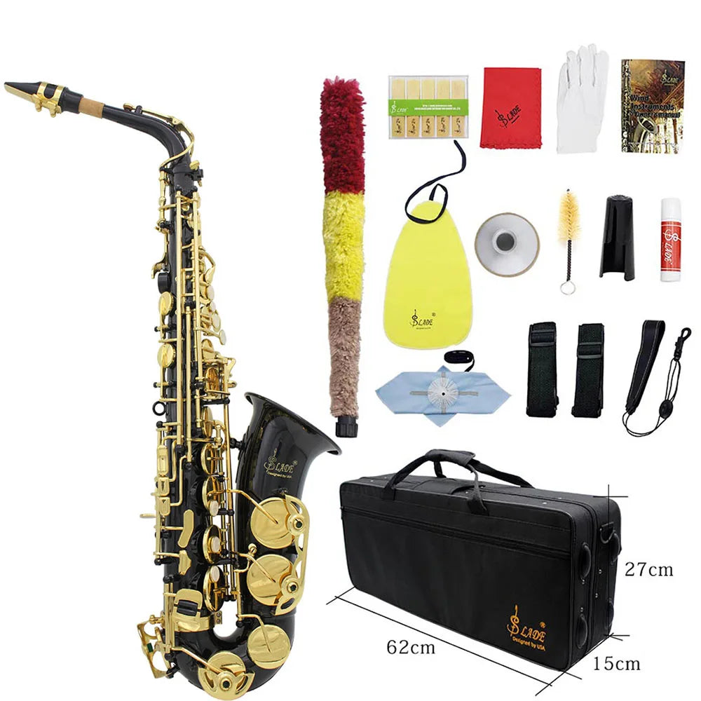 Slade Eb E-Flat Altsaxophon Sax Shell Key Carve Muster Holz blasinstrument mit Rücken gurten Fall andere Schilf Aecessaries