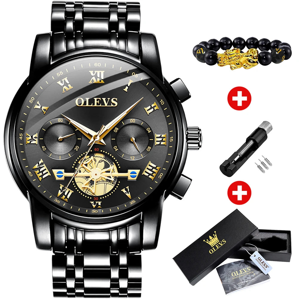 OLEVS Top Marke herren Uhren Klassische Römische Skala Zifferblatt Luxus Armbanduhr für Mann Original Quarz Wasserdicht Leucht Männlich reloj