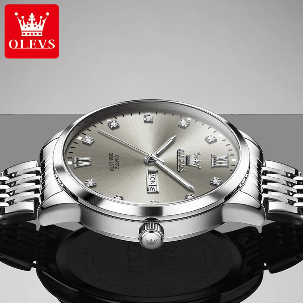 OLEVS 2943 Herrenuhr Original Einfache Marke Quarzuhr Wasserdicht Leucht Dual Kalender Display Reloj Uhr Für Männer Geschenke