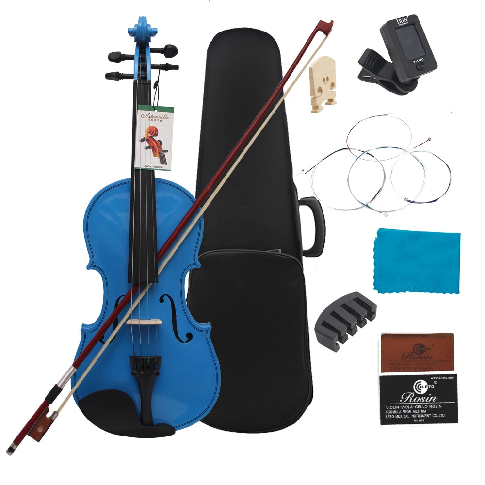 4/4 Violine Professionelle Massivholz Violine mit Strage Box Bogen Tuner Kolophonium Brücken Zubehör Musikinstrument Kinder Geschenke