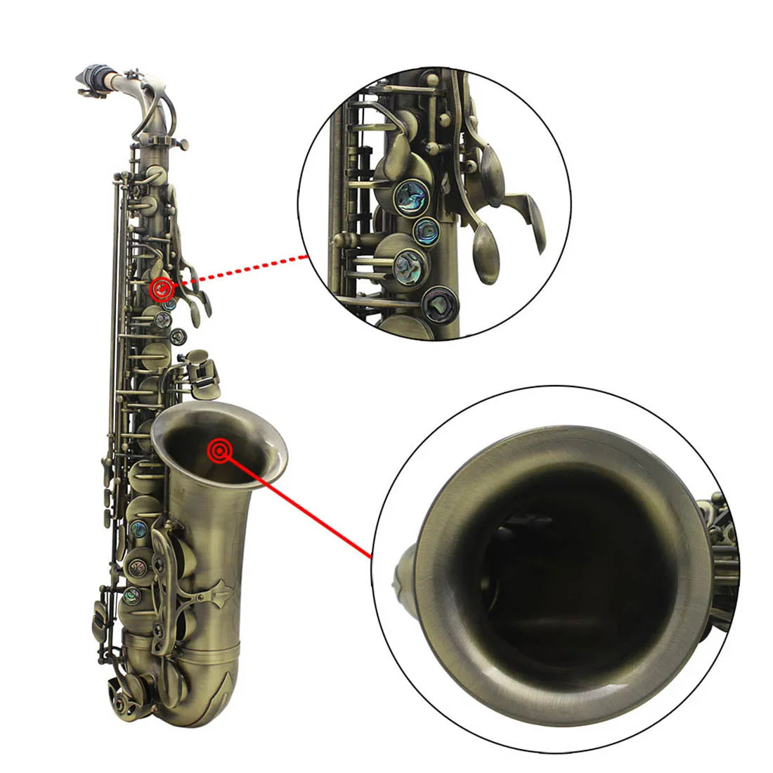 Slade Eb E-Flat Altsaxophon Sax Shell Key Carve Muster Holz blasinstrument mit Rücken gurten Fall andere Schilf Aecessaries