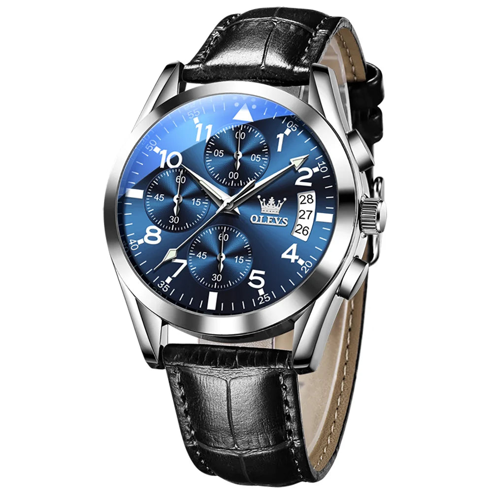 OLEVS Luxus herren Uhren Wasserdicht Leucht Quarz armbanduhr Leder Datum Sport Top Marke Männliche Uhr für Männer Relogio