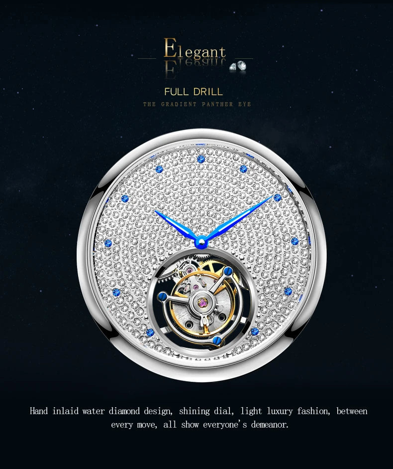 Neue High-End-Männer Tourbillon Uhr Luxus Diamant Saphir Leucht Hände Wasserdicht Original Real Business Mechanische Armbanduhr