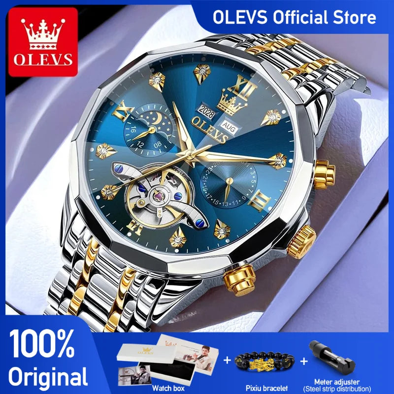 OLEVS 6621 Herrenuhr Business Marke Automatische Mechanische Uhr Wasserdichte Uhr Für Mann Mondphase Original Uhren Luxus Männer