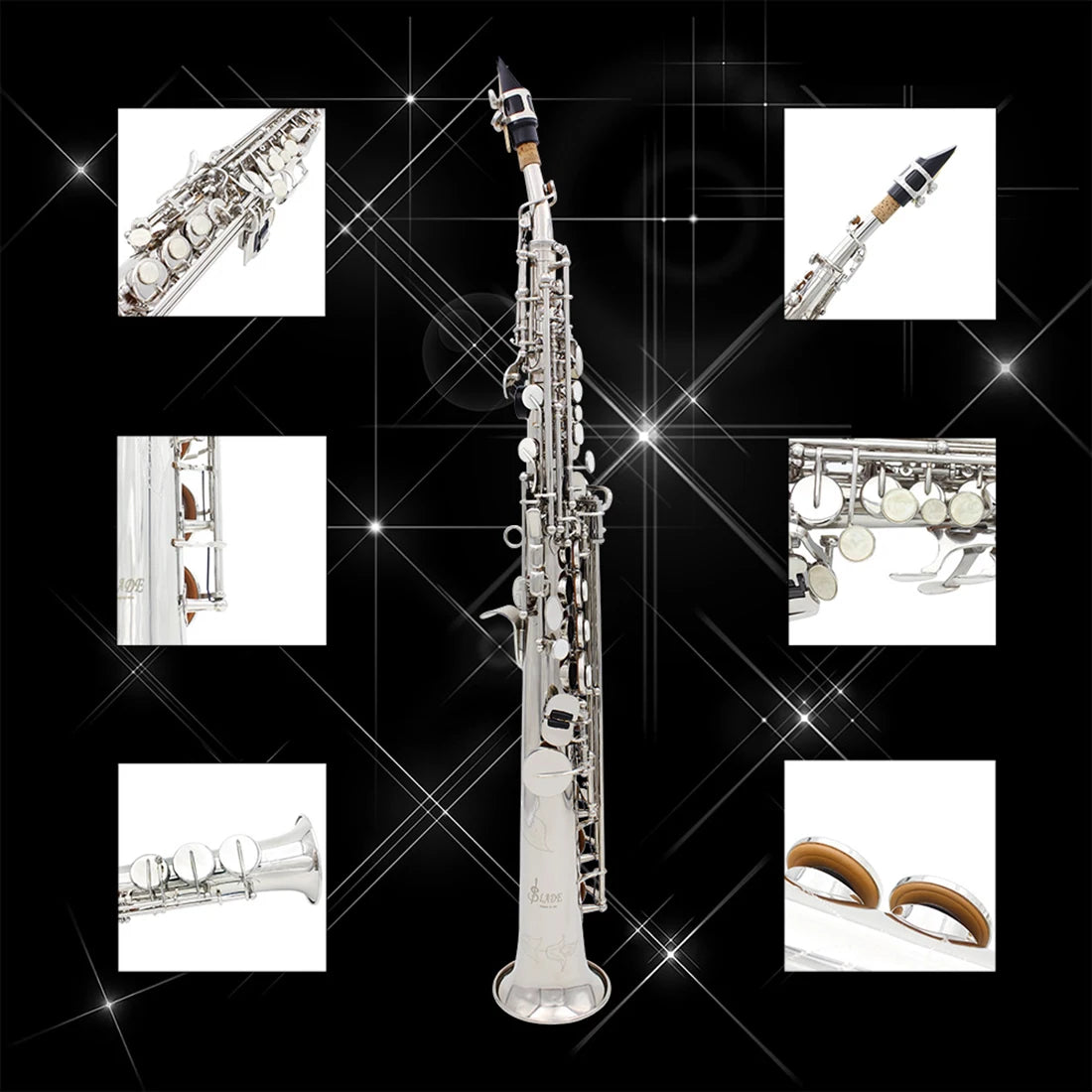 Slade Professional Straight Soprans axophon B Flat Brass Saxophon Hochwertiges Holz blasinstrumenten sax mit Gehäuse Schilf Teile