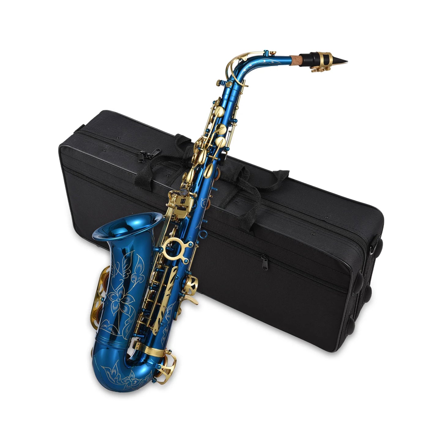 Messing graviert eb e-flat Altsaxophon Saxophon Abalone Muschel knöpfe Blasinstrument mit Koffer handschuhen Reinigungs tuch