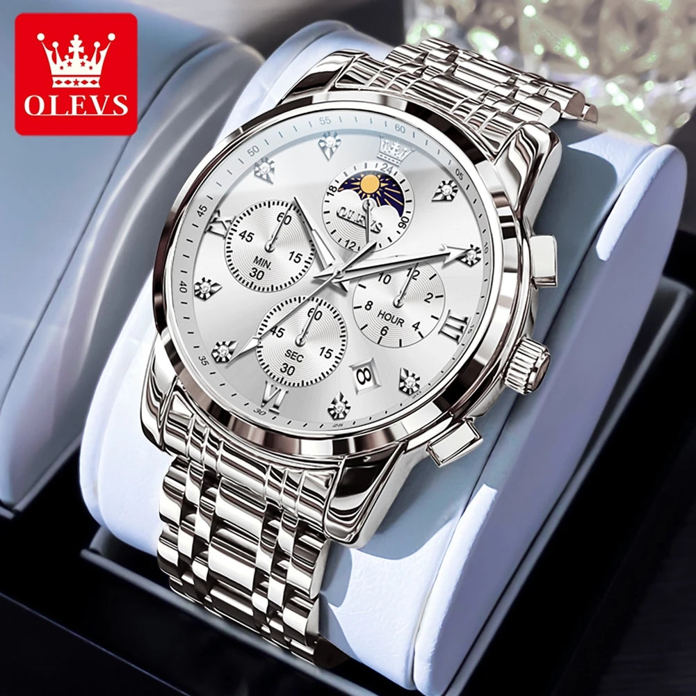 OLEVS 3655 Herrenuhr Original Markenuhr Für Männer Quarzuhr Multifunktionale Chronograph 30 Mt Wasserdicht Automatische Datum Geschenke