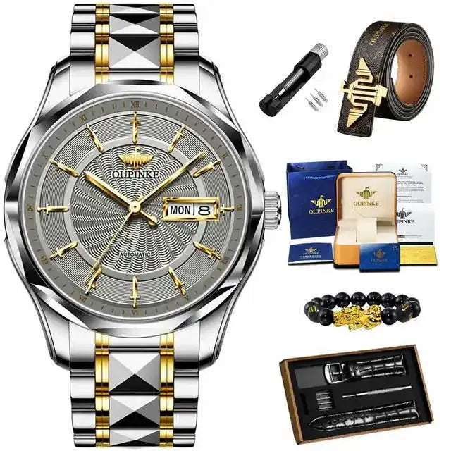 OUPINKE 3172 Luxury Fully Automatic Mechanical Men Watch Classic Business Dual Calendar Brand Waterproof Men Watch Reloj Hombre